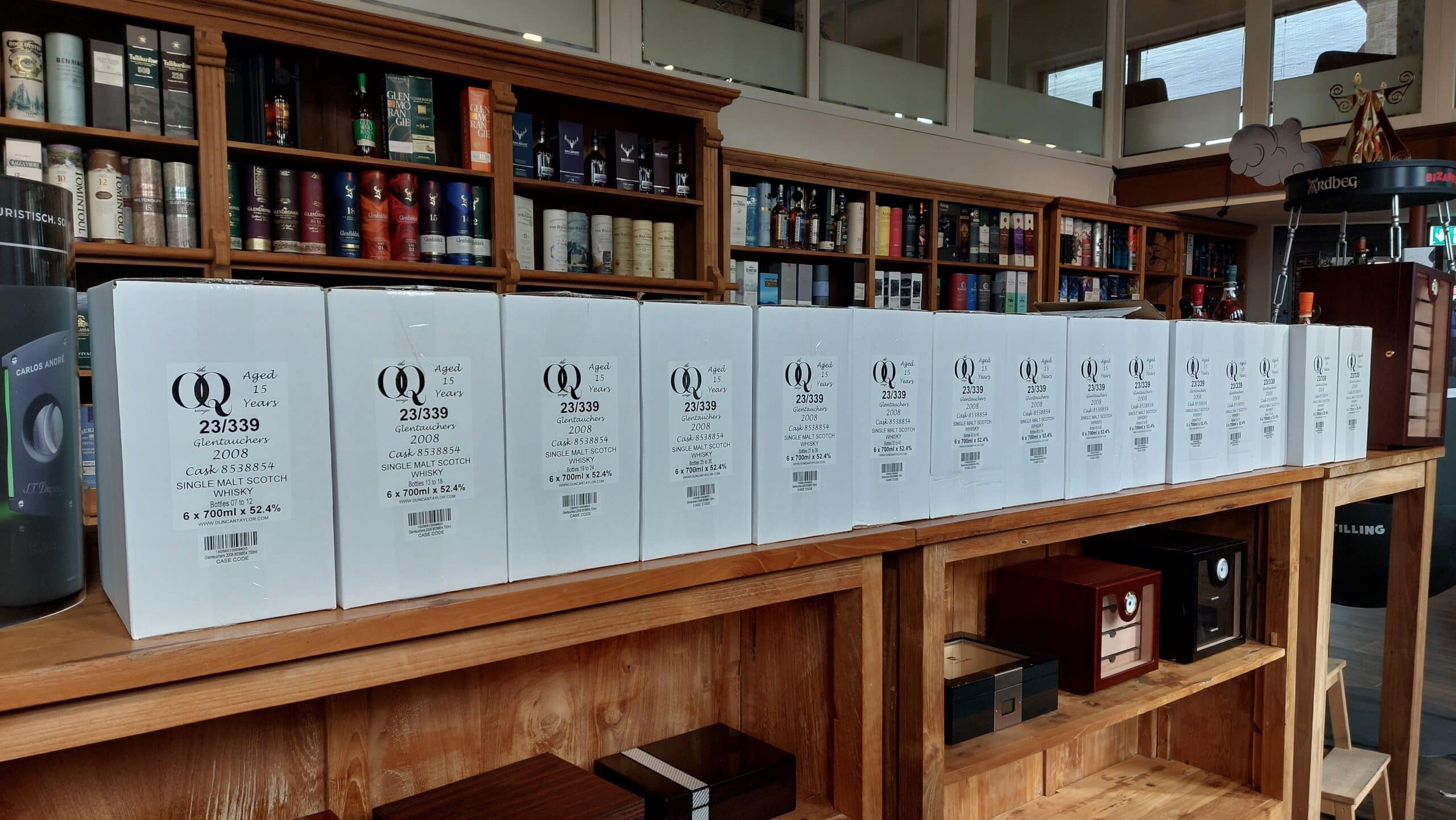 92 Flaschen Single Malt Glentauchers, 15 Jahre gereift, exklusiv für whisky & cigar salon.