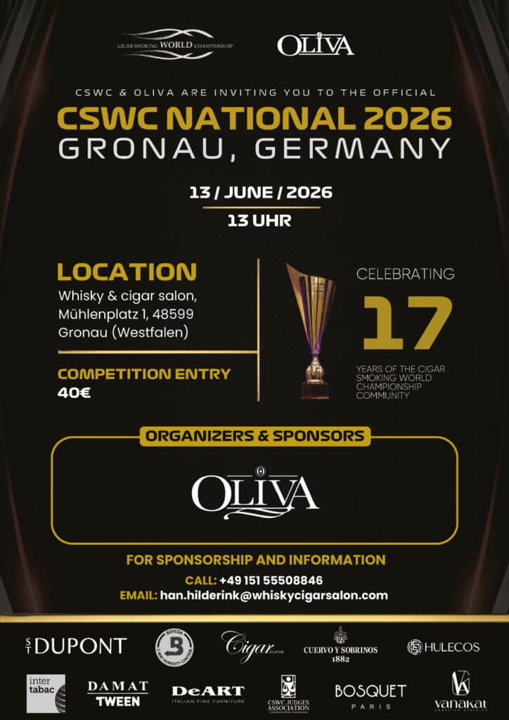 Ankündigungs-Poster für den CSWC National Germany am 13.06.26 im whisky & cigar salon