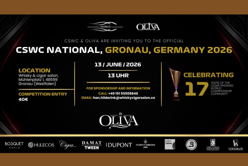 Ankündigung des nationalen CSWC im langsam Zigarrerauchen