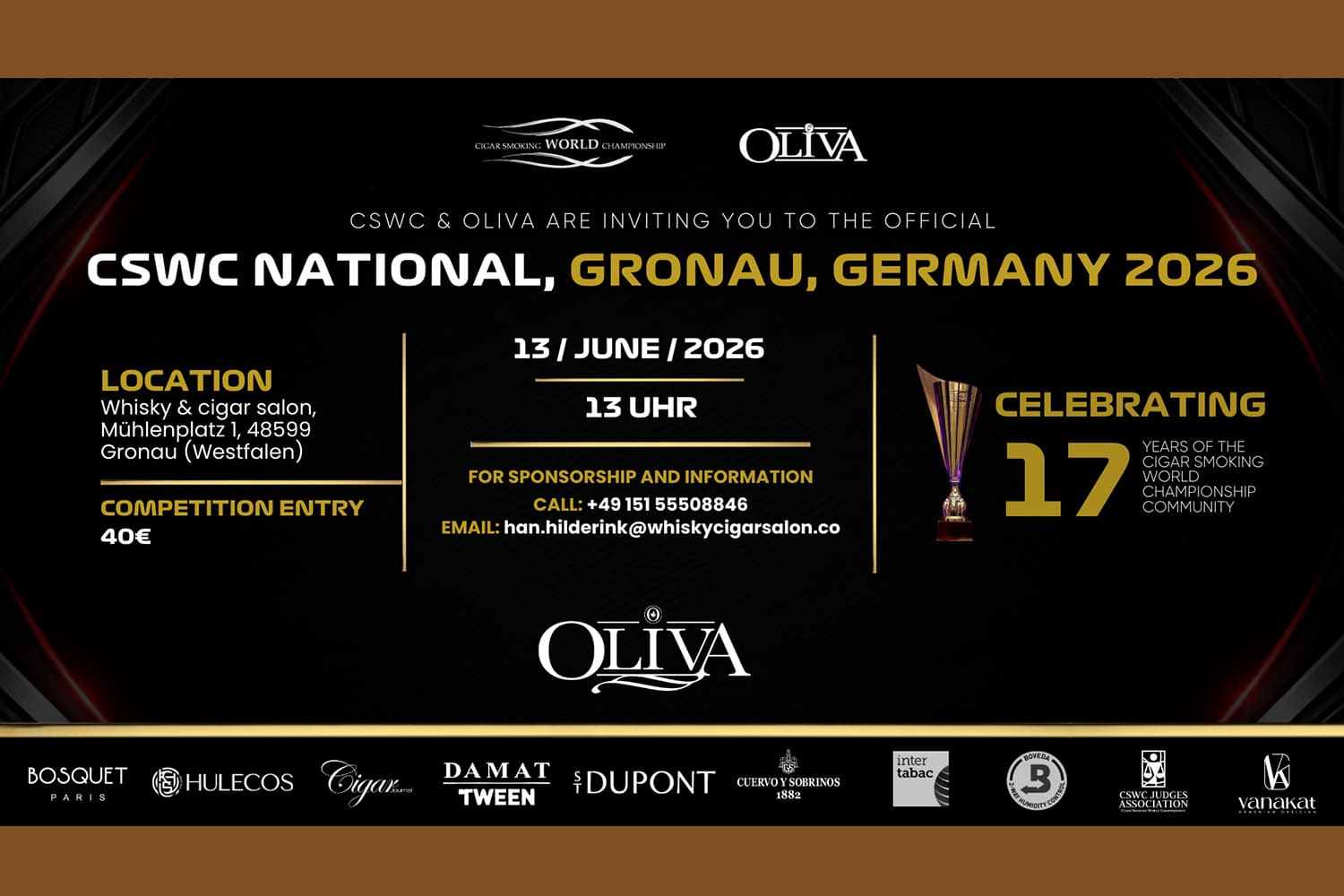 Ankündigung des nationalen CSWC im langsam Zigarrerauchen