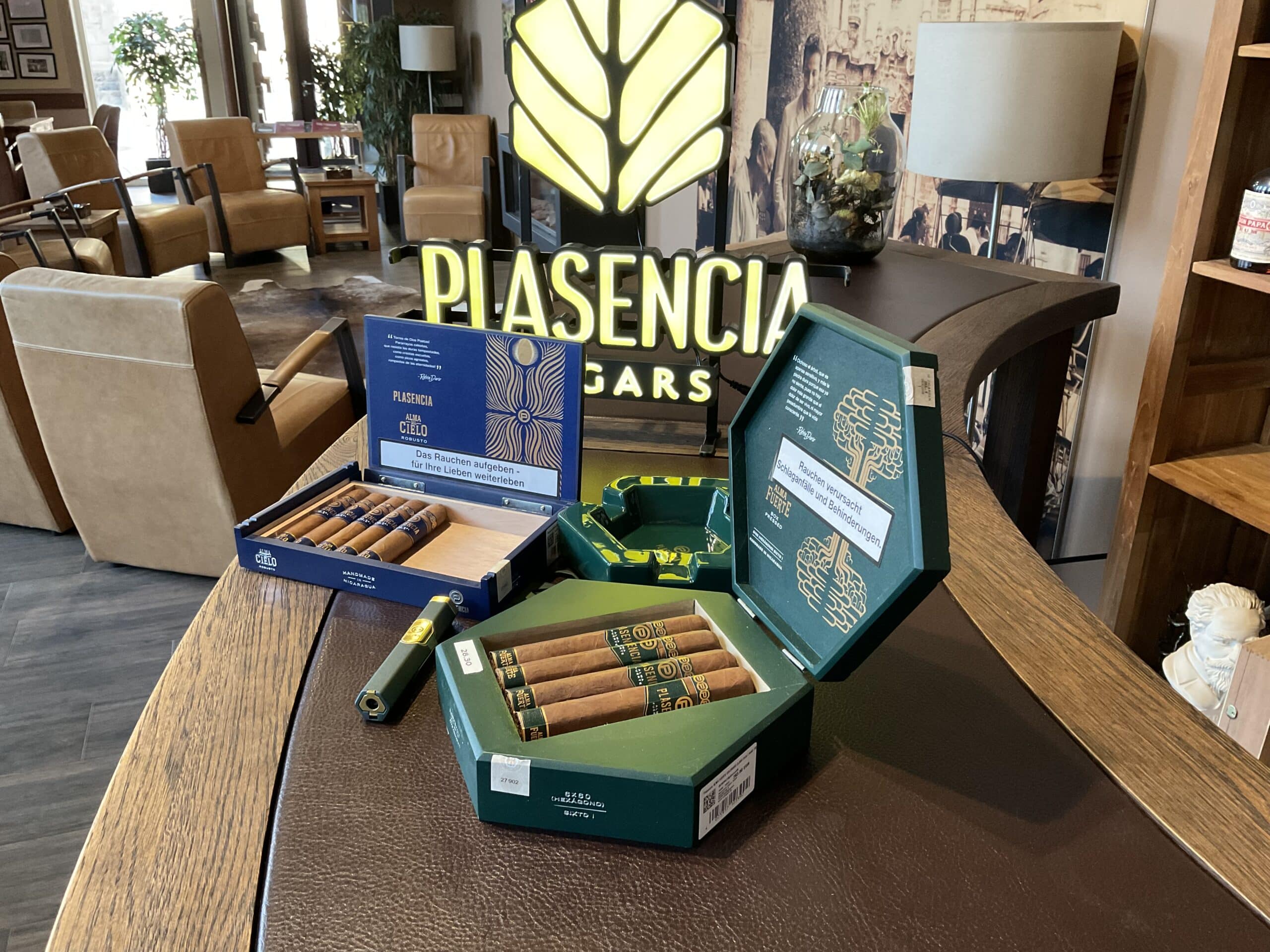 Plasencia Zigarrenevent mit Champagner und Cognac im whisky & cigar salon in Gronau am 02.10.26: die Zigarrenauswahl des Abends.