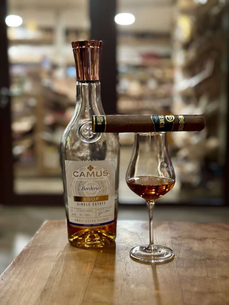 Plasencia Zigarrenevent mit Champagner und Cognac im whisky & cigar salon in Gronau am 02.10.26: Camus Cognac mit Alma del Fuerte Claro.
