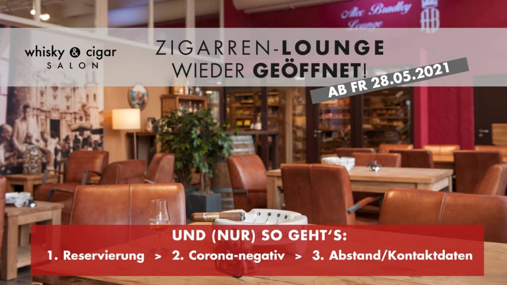 Zigarren-Lounge öffnet am 28.05.21 wieder