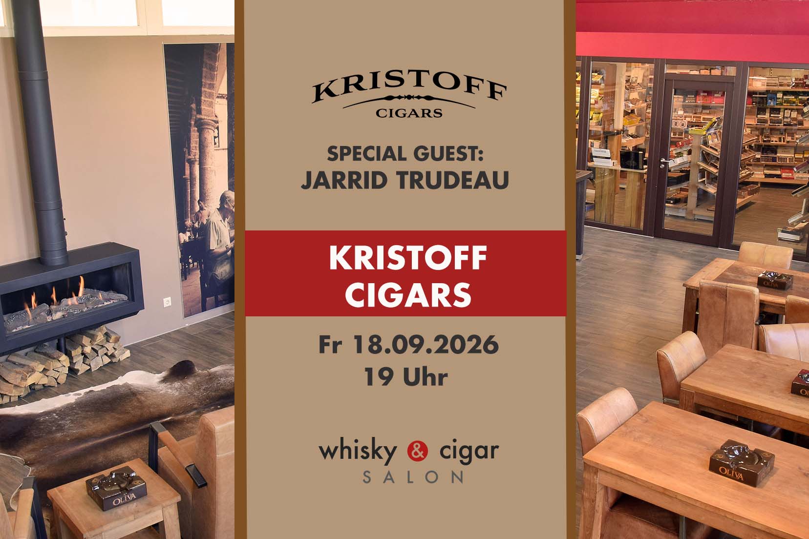 Zigarrenevent mit Kristoff Cigars in unserer Zigarrenlounge in Gronau, am 18.09.2026. Special guest Jarrid Trudeau.
