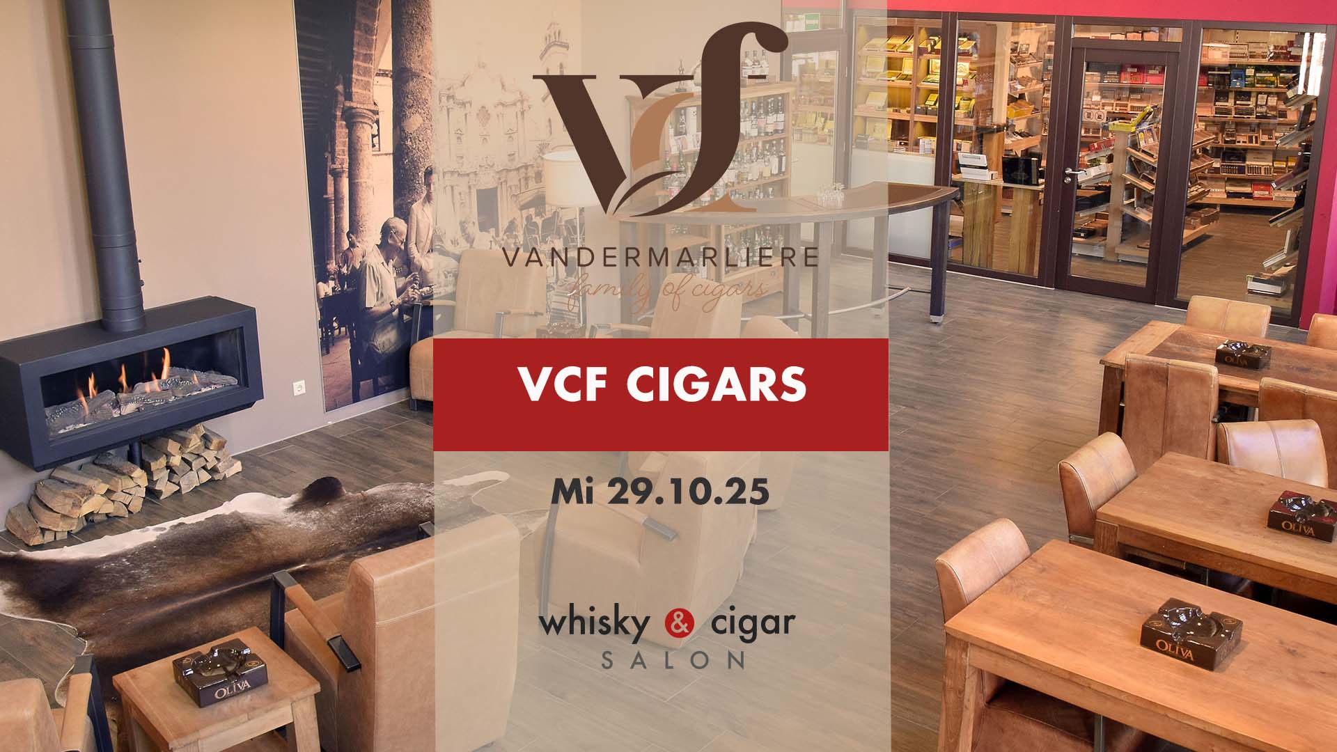Ankündigung Zigarren-Event mit VCF Cigars am 29.10.25 im whisky & cigar salon.