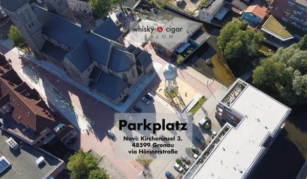 Luftbildaufnahme vom neuen Parkplatz beim whisky & cigar salon.