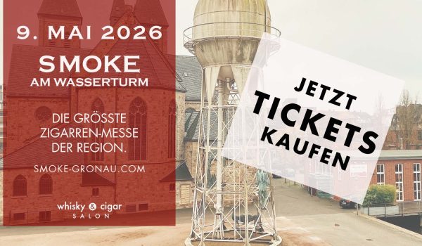 Ankündigung für Zigarrenmesse SMOKE am Wasserturm in Gronau am 09.05.26: Ticketverkauf startet.