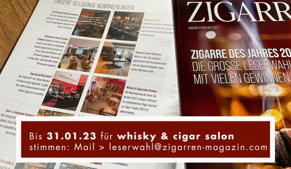Beste Zigarrenlounge Deutschlands: Gebt uns gerne Eure Stimme!